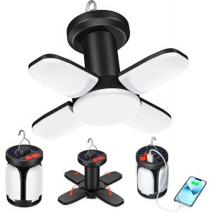 Lanterne De Camping Led 4500 Mah, Lampe Solaire Rechargeable Par Usb, 6 Modes D'éclairage, Pliable À 360°, Sos, Étanche Ipx5, Idéale Pour La Randonnée, La Lecture - Neuf