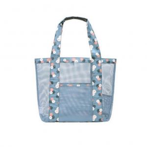 Sac de plage en maille Sac &agrave; linge d'&eacute;picerie pliable l&eacute;ger Sac &agrave; linge Fourre-tout de pique-Sac de voyage portable Sac de jouet de plage Sac de piscine - Neuf