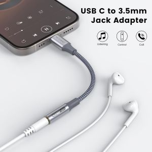 Adaptateur De Prise De Casque À 3,5Mm, Adaptateur Écouteur Usb C Jack 3.5Mm En Nylon, Adaptateur Jack Usb Type C Avec Dac Pour Samsung Galaxy S24 22 S20 Ultra S20, Pixel 4 3 2 Xl, Ipad Pro[Z986] - Neuf