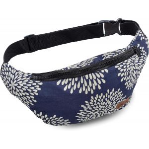 SJZG-Leon Sac Banane 100% Coton, Belly Belt Moon Bag Bumbag Boho Hippie Tribal Pour Homme Et Femme, Fleur Bleue, Taille Unique, &Agrave; Bandouli&egrave;re - Neuf