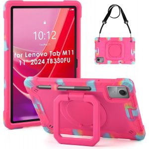 Coque pour Lenovo Tab M11 TB-330FU/ TB-331FC 11 Pouces 2024, Housse de Protection Robuste Portable Antichoc avec Support Pivotant &agrave; 360&deg; avec Bandouli&egrave;re &Eacute;tui Cover - Neuf