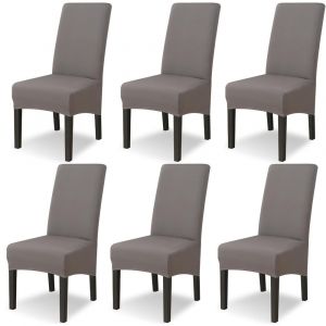 (Gris Fonce) 6 Pieces Grande Salle A Manger Housses De Chaise De Grande Taille Machine Amovible Housse De Chaise Pour Salle A Manger De L'hotel De Cuisine, Decoration - Neuf