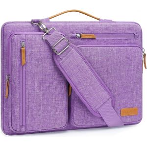 Sacoche Ordinateur Portable,Sacoche Pc Portable 15 Pouces Compatible Avec Macbook Air 15 M4 M3 M2 2025-2023,Sac Ordinateur Sac Messager C&ocirc;t&eacute; Ouvert Avec 4 Poches Zipper&Poign&eacute;e,Lilas - Neuf
