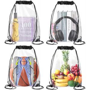 Acdsgd-4 Pcs Sac &Agrave; Dos Transparent, Sac &Agrave; Cordon, Sac &Eacute;tanche, Sac De Sport Pour L'&eacute;cole, La Salle De Sport, Les Voyages, La Plage, La Natation - Neuf