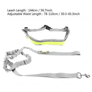 Hjlian Laisse Pour Chien Mains Libres, Ceinture Reflechissante Reglable Pour La Course, La Marche Et La Randonnee, Grise - Neuf