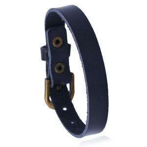 Bracelet Simple Style Punk Vintage, Bracelet Unisexe En Alliage De Cuir De Vache Synthetique (Noir) - Neuf