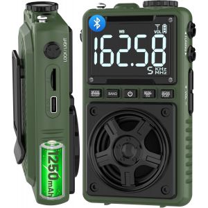 BLAZEFLUX-Radio AM FM Ondes Courtes Bluetooth Alerte Meteo NOAA, 1250mAh Rechargeable Portable, Meilleure Reception, Haut-Parleur - Neuf
