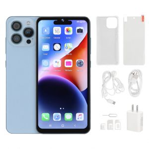 Smartphone 3G grand ecran 6,53 pouces, memoire 4 Go + 64 Go, disque dur 128 Go, android 10, prise US 100-240 V, bleu - Neuf