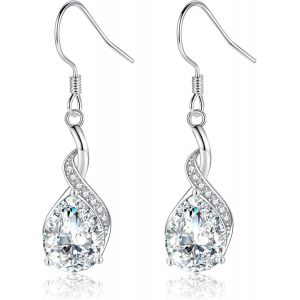 Kal-Boucles D'oreilles Pendantes En Argent Sterling 925 En Forme De Goutte, Boucles D'oreilles Pendantes En Argent 925 Brillant En Forme De Goutte, Légères Et Élégantes, Boucles D'oreilles - Neuf