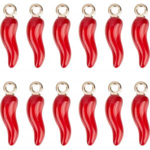 30pcs Poivre Breloques Légumes Breloques Mini Petit Émail Piment Rouge Piment Alimentaire Charme Miniature Réaliste - Neuf