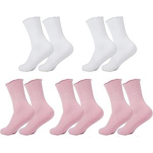 Lot De 3 Paires De Chaussettes Antidérapantes Pour Femme De 37 À 42 Cm - Chaussettes Antidérapantes Pour Yoga, Pilates, Barre, Ballet, Danse, Trampoline (2 Blanches + 3 Roses), Blanc., 18 - Neuf