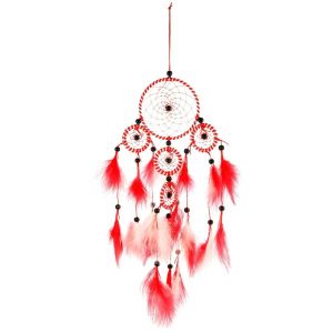 Superbe attrape-r&ecirc;ves rouge &agrave; suspendre au mur - D&eacute;coration d'int&eacute;rieur pour de beaux r&ecirc;ves et de la bonne fortune - Id&eacute;e cadeau parfaite ! - Neuf