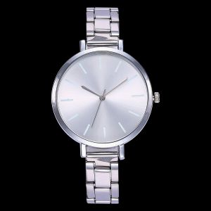 Montre-Bracelet A Quartz Decontractee Pour Femmes Et Hommes, Bracelet En Acier Unisexe, Blanche - Neuf