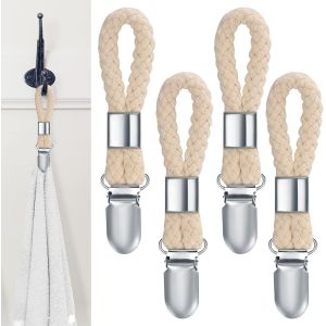 4 Pièces Pince à Serviette, Accroche Torchon, Crochet Torchon Porte Serviette Salle de Bain, Clips Porte-Torchon Placards Serviettes Suspendues - Neuf
