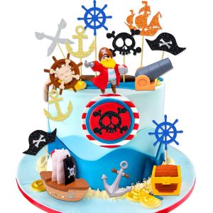 Mevronisshop-D&eacute;coration De G&acirc;teau D'anniversaire Pirate D&eacute;coration De G&acirc;teau Avec Coffre Au Tr&eacute;sor Fournitures De F&ecirc;te D'anniversaire Pirate Pics &Agrave; Cupcake Avec Bateau Pirate D&eacute;coration - Neuf