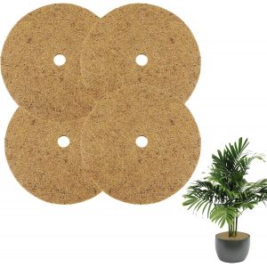 KALANKA-4 Tapis de Coco Plantes,40CM Disque de Paillage en Fibre De Coco,Disque de Protection Plante en Pot,Tapis de Désherbage des Plantes,Anneau pour Protection des Racines pour Plantes en Pot Gazo - Neuf