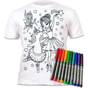 KALANKA-T-shirt à colorier Ferme avec 10 feutres lavables u2013 T-shirt à colorier réutilisable pour enfants, cadeau d'anniversaire - Neuf