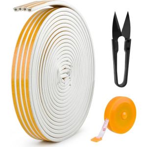 Joint Fenetre Isolation 30m /98.4 Pi,Joint Porte Entree Joint Mousse Adhésif,Joint Fenetre Isolation Anti Froid avec 1 Ciseaux et 1 Ruban à Mesurer 4 Joints (Blanc) - Neuf