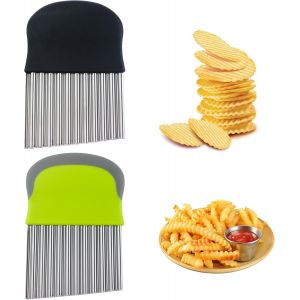Chenquansarl-Coupe Pomme De Terre, Couteau Ondulé À Frites, Coupe Patate, Couteau Ondulé En Acier Inoxydable, Coupe-Légumes, Couteau Dentelé Pour Légumes, Fruits, Salade, Couteau Ondulé - Neuf