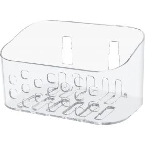 Petit Panier de Douche, Organisateur de Douche en Plastique pour Cuisine Salle de Bain, Panier de Douche Sans Perçage, Étagère de Douche Transparente pour Brosse à Dents Savon Shampooing - Neuf