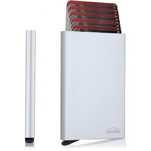 CAUC-Porte Carte Bancaire S&eacute;curise Anti Piratage Peut Ranger 8 a10 Cartes Femme et Homme Rigide M&eacute;talique en Aluminium-Porte Carte Credit Pop up en M&eacute;tal avec Protection Anti RFID sans Contact - Neuf