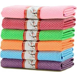 Eryi-Serviette De Nettoyage Pour La Cuisine En Microfibre, Torchons À Vaisselle, Chiffon De Verre, Dépoussiérer De Cuisine Tableaux Miroir Salle Bain Bureau Voiture Lot De 6 Unités (Grand 30 X 40 Cm) - Neuf