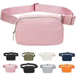 KALANKA-Sac Banane pour Femme et Homme, Sac Banane Tendance Sacs Bandoulière en Nylon Sacs de Voyage avec Sangle Réglable pour Sports de Plein Air Voyage en Course à Pied (Rose) - Neuf