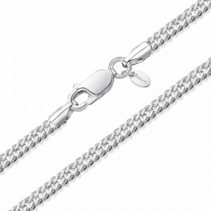 Trahoo-® Bijoux - Collier - Chaîne Argent 925/1000 - Maille Losange Gourmette - Largeur 2 Mm - Longueur 40 45 50 55 Cm - Neuf