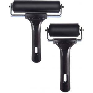 2 Pi&egrave;ces Rouleau &agrave; Encre &Eacute;lastique en Caoutchouc (10 cm et 5,6 cm) pour Gravure, Collage, Impression, Tampons, Scrapbooking et Peinture &iquest; Mat&eacute;riel en Caoutchouc, Plastique et M&eacute;tal - Neuf