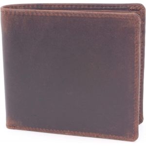 - Petit Portefeuille Homme Cuir - Porte Carte Mince - 10 Emplacements Pour Cartes - Rfid Blocage - Boîte Cadeau - Oxford - Marron Foncé - Neuf