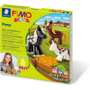 SJZG-- Fimo Kids Form&Play - Set "Les Poneys" - 4 Pains Pâte À Modeler 42 G Assortis + 1 Outil De Modelage + 1 Décor + Notice D'Utilisation Détaillée - 8034 08 Ly - Neuf