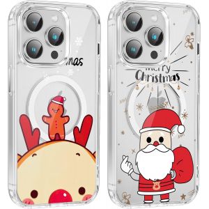 TRAHOO-2 Pi&egrave;ces No&euml;l Coque Magn&eacute;tique pour iPhone 14 Pro 6,1'', Etui en Motif Dessin Cadeau de No&euml;l Compatible avec MagSafe, Housse Christmas Silicone TPU Bumper Cover pour iPhone 14 Pro, No&euml;l 06 - Neuf