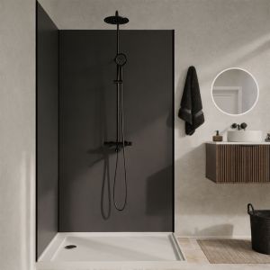 Pack 2 Panneaux Muraux en Aluminium Gris 90+120x210 cm + Profil&eacute;s Noir - WALL'IT - Neuf