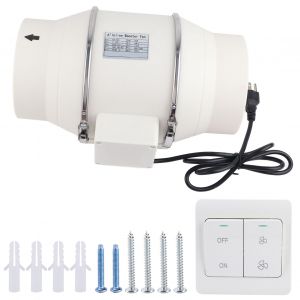 Hjlian Ventilateur De Conduit En Ligne Haute Efficacite, Extracteur D'air Pour Salle De Bain Et Cuisine, Systeme De Ventilation 110 V, Prise Americaine (6 Po) - Neuf
