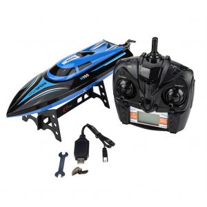 Bateau de course telecommande RC 2,4 GHz, 4 canaux, vitesse de pointe de 25 km/h, modele reduit de bateau jouet - Neuf