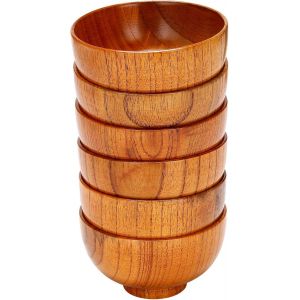 6pcs Bols Saladier En Bois,Bol Petit Dejeuner,Bowl &Agrave; Soupe,Bols &Agrave; C&eacute;r&eacute;ales,Bol &Agrave; Riz En Chinois,Bol Ramen Japonais,Petit Bol Japonais Pour Sauce Soja,Snack,Coupes &Agrave; Dessert,10,5 X 6,7cm - Neuf