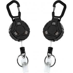 Lot De 2 Porte-Cl&eacute;s Extensibles Avec C&acirc;ble En Acier Rev&ecirc;tu De 81,5 Cm, Lani&egrave;re Tactique Extensible - Neuf