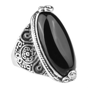 Bague Fleur Turquoise-Design Ovale Vintage,Bijoux En Argent Antique Pour Femmes,Taille 8 Noir,8 - Neuf