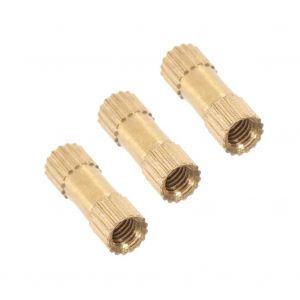 50 ecrous cylindriques moletes en laiton M3, ronds et moules, avec insert (M3 x 12 x 4,2) - Neuf