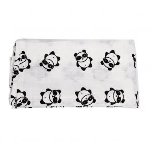 Serviette De Bain Imprimee Pour Bebe, Couverture En Mousseline Respirante Pour Nouveau-Ne, Tissu Doux Pour Bebe (Panda) - Neuf