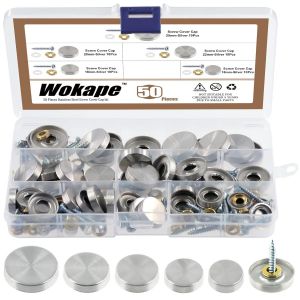 ChenQuanSarl-Lot De 50 Cache-Vis En Acier Inoxydable 16/18/20/22/25 Mm - Capuchons Décoratifs Avec Vis De Fixation Pour Armoire, Matériel Publicitaire, Salle De Bain - Neuf