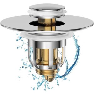 Bonde d'évier escamotable, bonde d'évier escamotable universelle avec filtre anti-obstruction et filtre anti-odeurs pour trous de 26 à 38 mm - Neuf