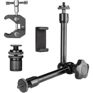 10 inch Magic Arm with Super Crab Clamp, Adjustable Magic Arm with 1/4""-3/8"" Threaded for Monitor/Webcam/Light/Microphone - Neuf