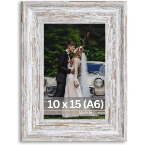 Cadre Photo Vintage Vincent en Marron 10x15 cm (A6) - Ch&acirc;ssis pour l'image Vintage Maison de Campagne - D&eacute;cor Atif avec Verre Acrylique Incassable - Neuf