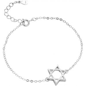 Bracelet Argent Femme 925 Massif,Étoile À Six Branches Bracelet Chaine Fille En Argent,Bracelet Breloque Avec Étoile Fin,Bijoux Bracelet Jonc Pour Meilleure Amie,Réglable - Neuf