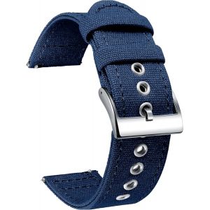 Bracelets De Montre En Toile À Dégagement Rapide Bracelet Pour Montre En Tissu 18mm 20mm 22mm 24mm Remplacement Bracelets Montres Canvas Pour Homme Et Femme Avec Boucle Argent/Noir.[U2064] - Neuf