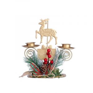 Chandelier de Noël en fer doré, décoration de table de Noël pin - Neuf
