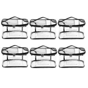 Paquet de 6 sacs de rangement de jouets transparents avec étiquette de nom et poche manuelle,pour briques - Neuf