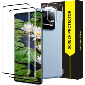 CAUC-Lot de 2 + 2 films de protection d'&eacute;cran en verre blind&eacute; pour Xiaomi 13 Pro 5G, 3D 0 poussi&egrave;re et bulles Transparent Convient parfaitement au Xiaomi 13 Pro - Neuf