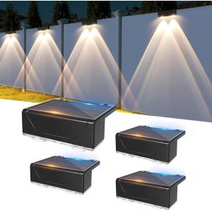 Lampes Solaires Pour L'ext&eacute;rieur, 4 Lampes Solaires Pour Jardin Ext&eacute;rieur, Appliques Murales Solaires &Agrave; 3 Modes Pour L'ext&eacute;rieur, &Eacute;clairage Solaire Pour Mur, Marches, Cl&ocirc;ture, Porche, Terrasse - Neuf